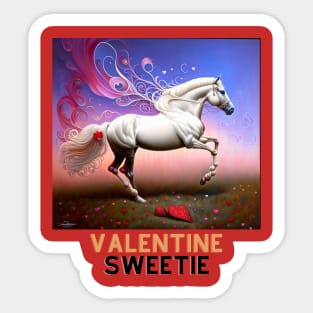 Valentine Sweetie (white prancing horse) Sticker